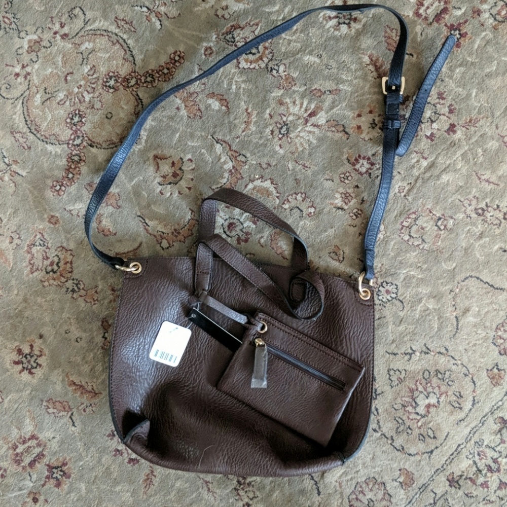 Reversible Navy/Brown Crossbody